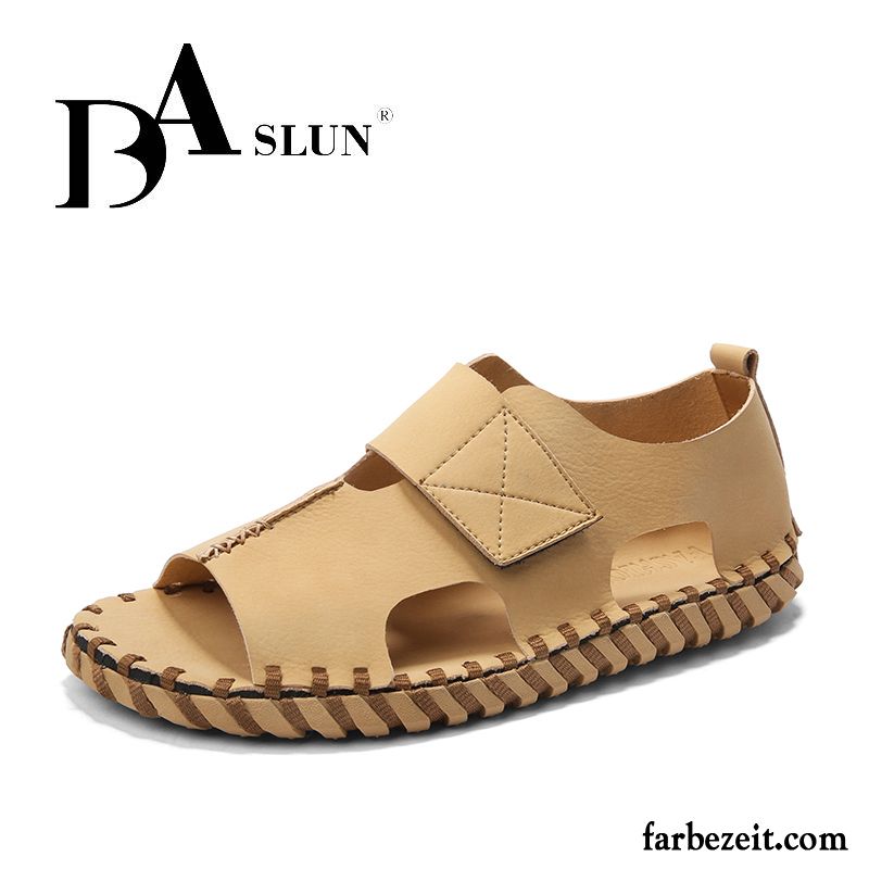 Sandalen Herren Trend Schuhe Weiche Sohle Sommer Neue Rom Sandfarben Schwarz