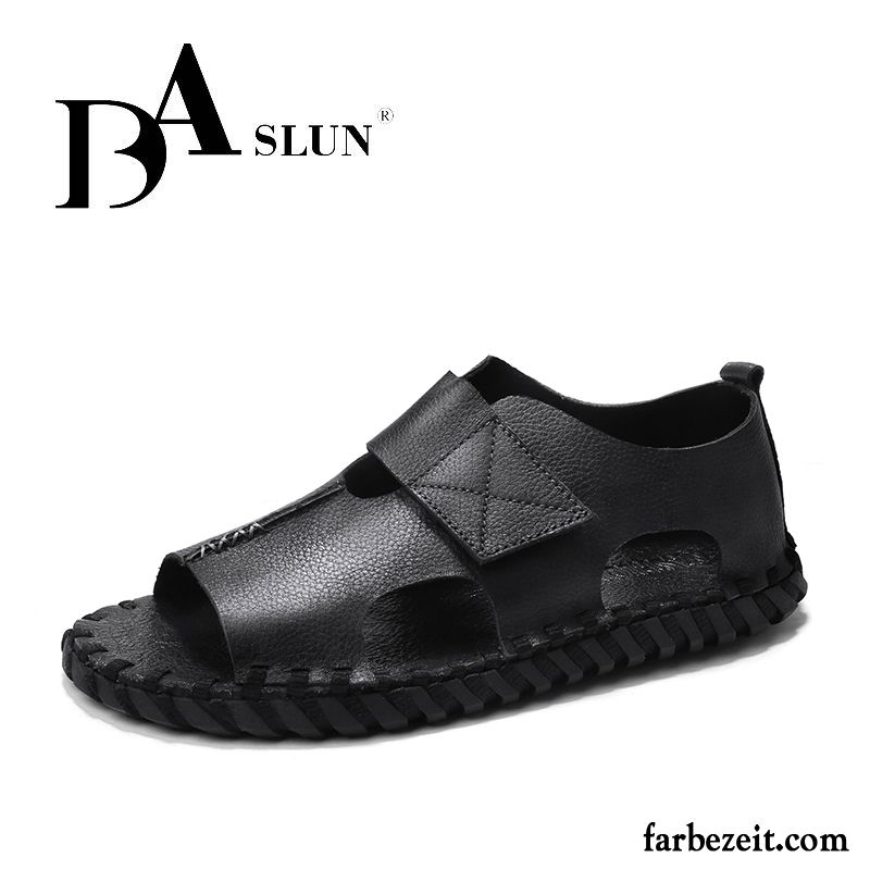 Sandalen Herren Trend Schuhe Weiche Sohle Sommer Neue Rom Sandfarben Schwarz