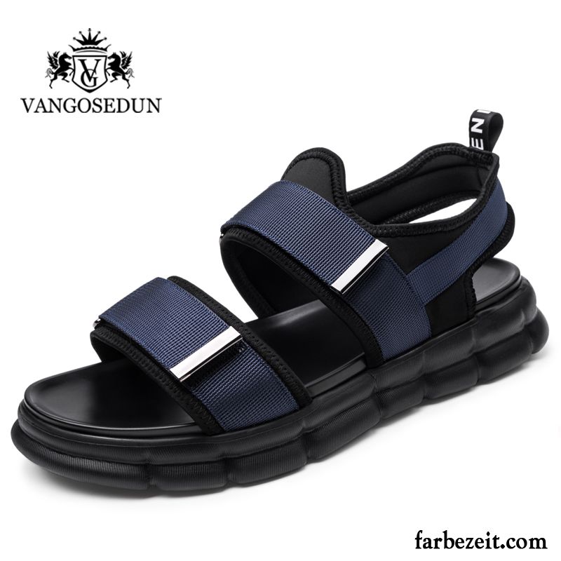 Sandalen Herren Trend Sommer Dicke Sohle Erhöht Neue Casual Sandfarben Blau