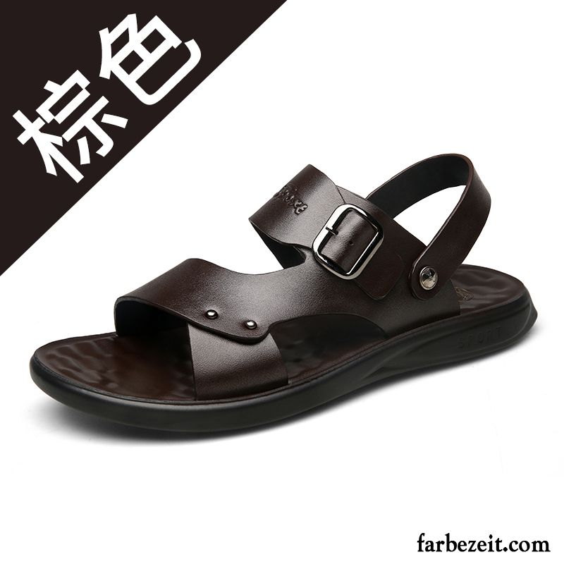 Sandalen Herren Trend Sommer Schuhe Neue Hausschuhe Casual Sandfarben Braun