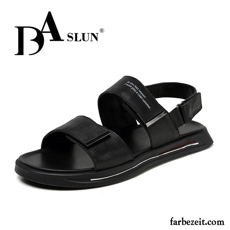 Sandalen Herren Weiche Sohle Echtleder Rutschsicher Trend Persönlichkeit Mode Weiß