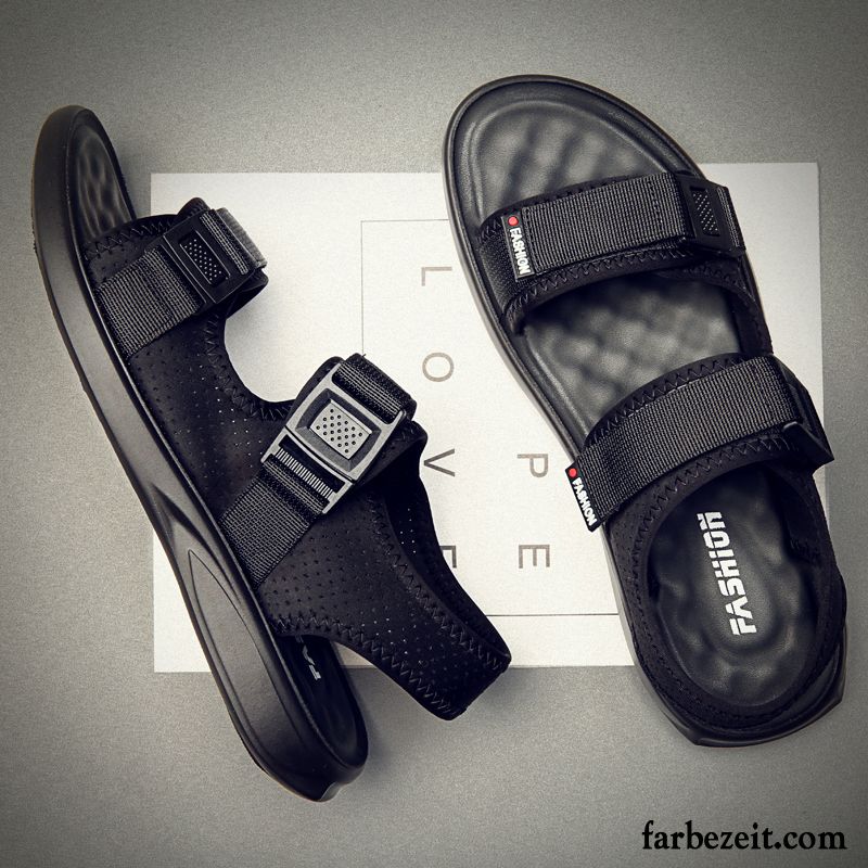 Sandalen Herren Weiche Sohle Mode Trend Atmungsaktiv Allgleiches Draussen Schwarz