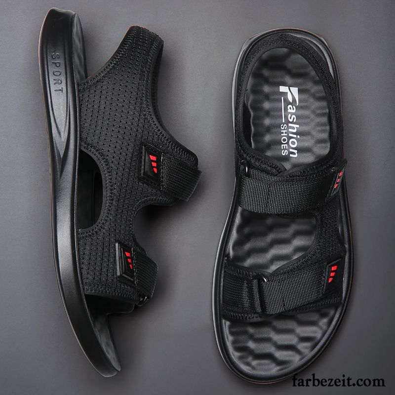 Sandalen Herren Weiche Sohle Mode Trend Atmungsaktiv Allgleiches Draussen Schwarz