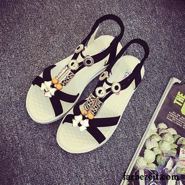 Sandalen Keilabsatz Weiß Sommer Flache Allgleiches Schüler Strand Einfach Trend Schuhe Sandalen Mädchen Damen Rabatt