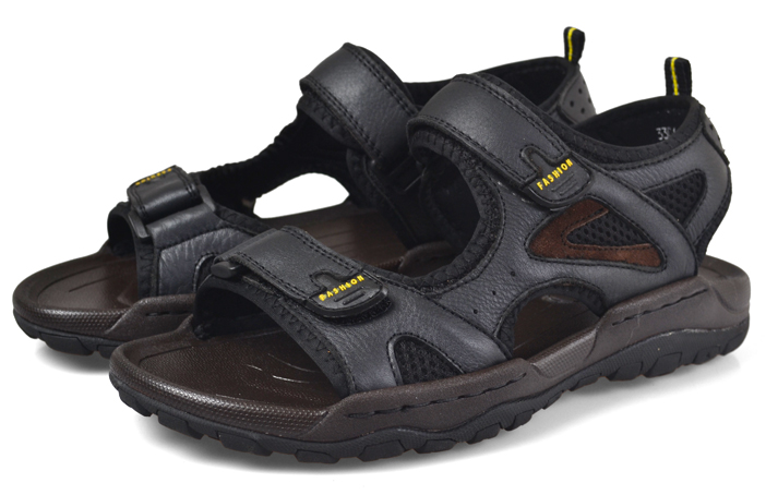 Sandalen Fußbett Herren Casual Echtleder Schuhe Jugend Dicke Sohle Strand Draussen Sommer Trend Rutschsicher Sandalen