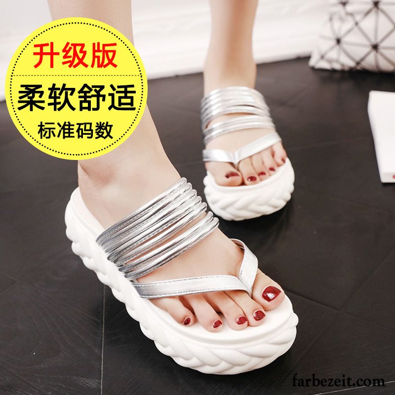 Sandalen Gold Schüler Trend Sommer Dicke Sohle Casual Neue Einfach Damen Flache Allgleiches Schuhe Sandalen Günstig