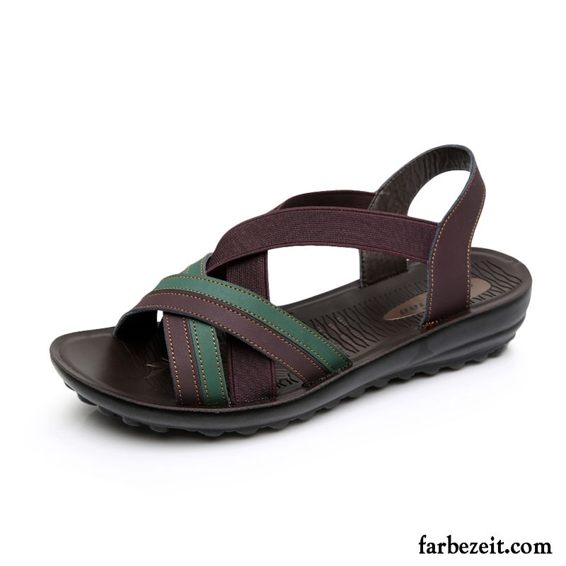 Sandalen Gummiriemen Sandalen Kostenloser Versand Rutschsicher Damen Sommer Mischfarben Strand Flache Schuhe Neue Verkaufen