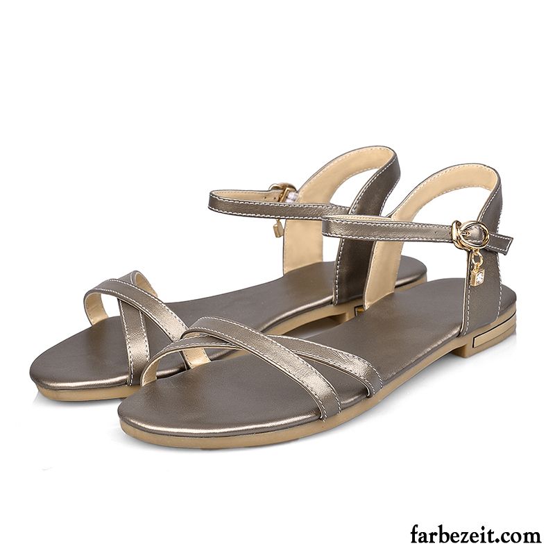 Sandalen Riemen Einfach Flache Sommer Große Größe Rutschsicher Gemütlich Neue Schuhe Rom Echtleder Damen Sandalen Günstig