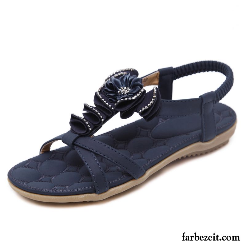 Sandalen Plateau Flach Damen Strand Strasssteine Neue Schüler Sommer Flache Sandalen Allgleiches Schuhe Rutschsicher Kaufen