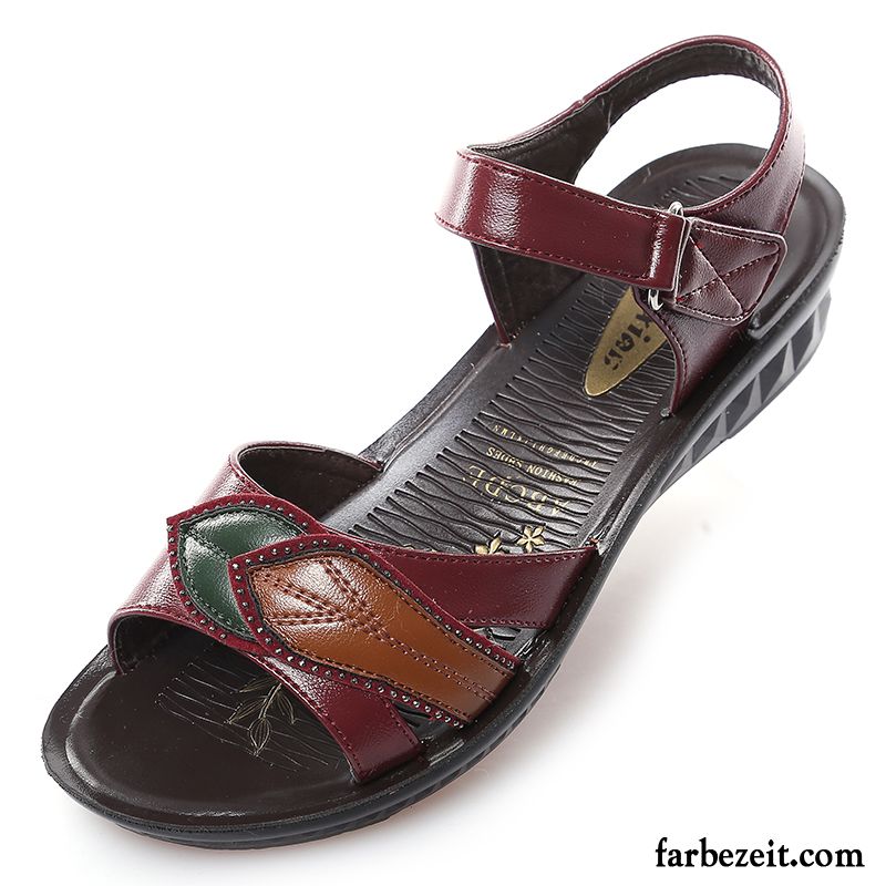 Sandalen Silber Absatz Flache Sandalen Weiche Sohle Sommer Große Größe Damen Verkaufen