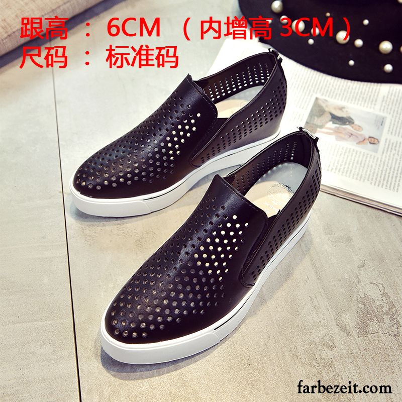 Schicke Schuhe Damen Atmungsaktiv Keilschuhe Spitze Hohl Erhöht Casual Slip-on Dicke Sohle Sommer Schnürschuhe Trend Halbschuhe Günstig