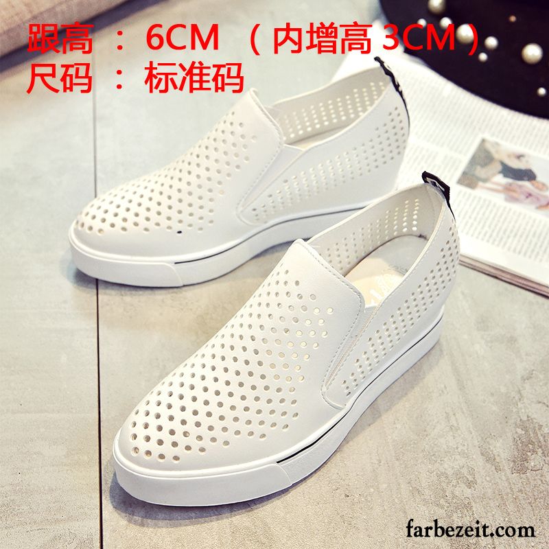 Schicke Schuhe Damen Atmungsaktiv Keilschuhe Spitze Hohl Erhöht Casual Slip-on Dicke Sohle Sommer Schnürschuhe Trend Halbschuhe Günstig