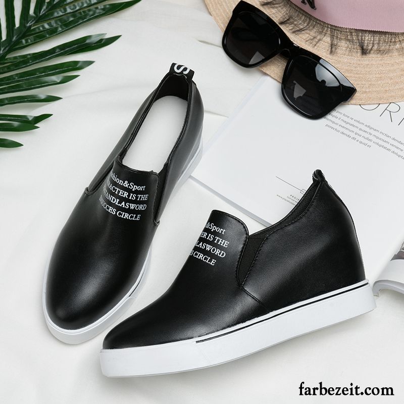 Schicke Schuhe Damen Atmungsaktiv Keilschuhe Spitze Hohl Erhöht Casual Slip-on Dicke Sohle Sommer Schnürschuhe Trend Halbschuhe Günstig