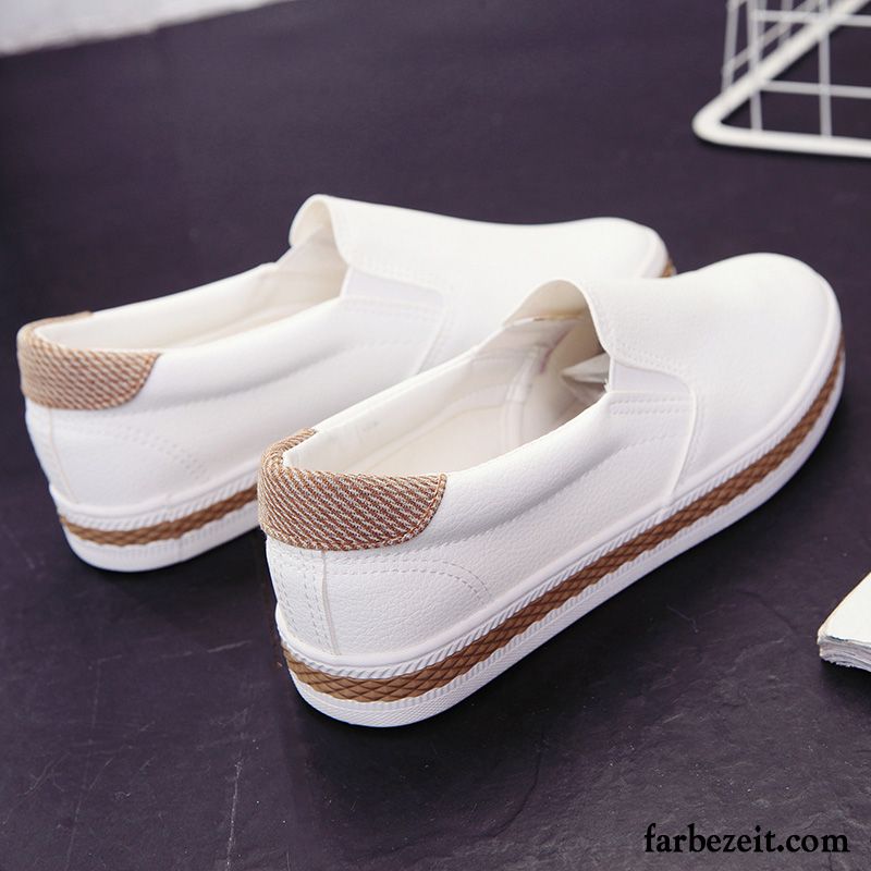 Schnürer Schuhe Damen Schuhe Slip-on Faul Casual Schüler Weiß Skaterschuhe Schnürschuhe Feder Halbschuhe Leder Flache Verkaufen