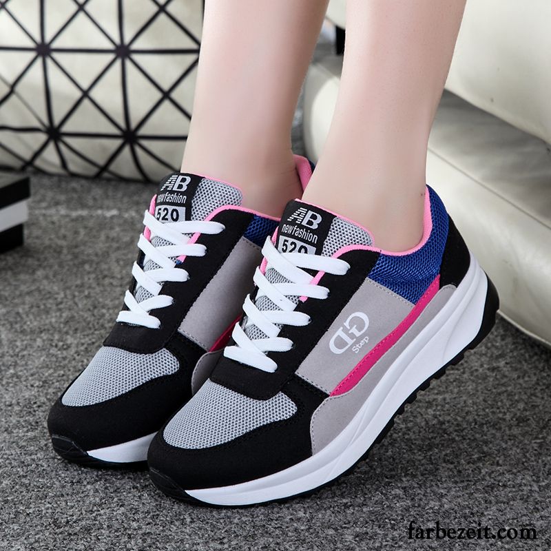 Schnürschuhe Damen Schwarz Laufschuhe Atmungsaktiv Feder Mischfarben Net Schüler Neue Casual Trend Sportschuhe Verkaufen