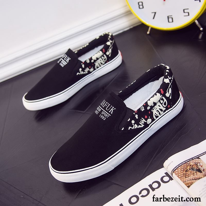 Schnürschuhe Herren Leder Drucken Casual Feder Skaterschuhe England Herbst Atmungsaktiv Slip-on Faul Persönlichkeit Espadrille Halbschuhe Trend Verkaufen