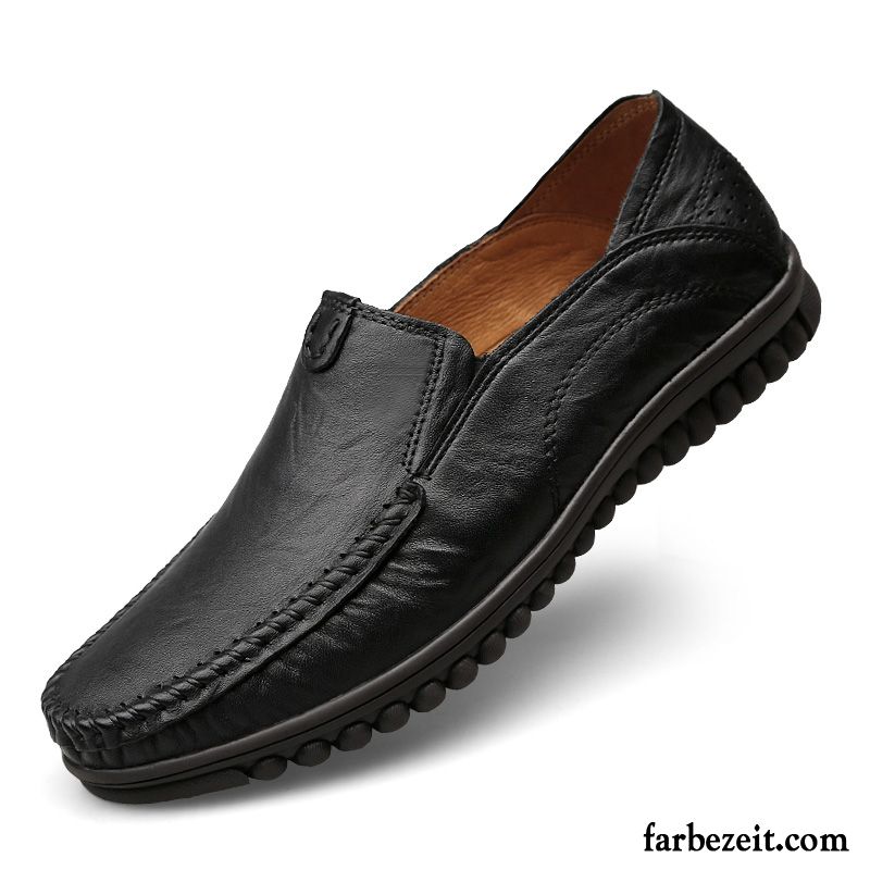 Schnürschuhe Silber Herren Atmungsaktiv Lederschue Weiche Sohle Fahrschuhe Faul Casual Geschäft Echtleder Billig