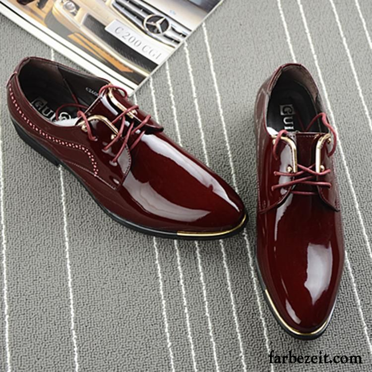 Schuhe Anzug Herren Geschäft Lackleder Spitze Schuhe Jugend Lederschue Casual Trend Rot England Kaufen