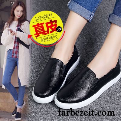 Schuhe Boots Damen Feder Slip-on Schnürschuhe Dicke Sohle Casual Lederschuhe Halbschuhe Flache Schuhe Kaufen