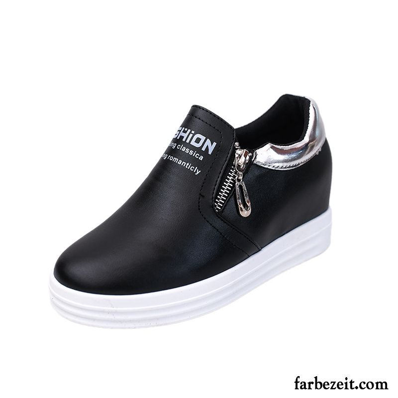 Schuhe Damen Grün Schüler Trend Reißverschluss Casual Schnürschuhe Flache Halbschuhe Neue Dicke Sohle Feder Erhöht Allgleiches Verkaufen