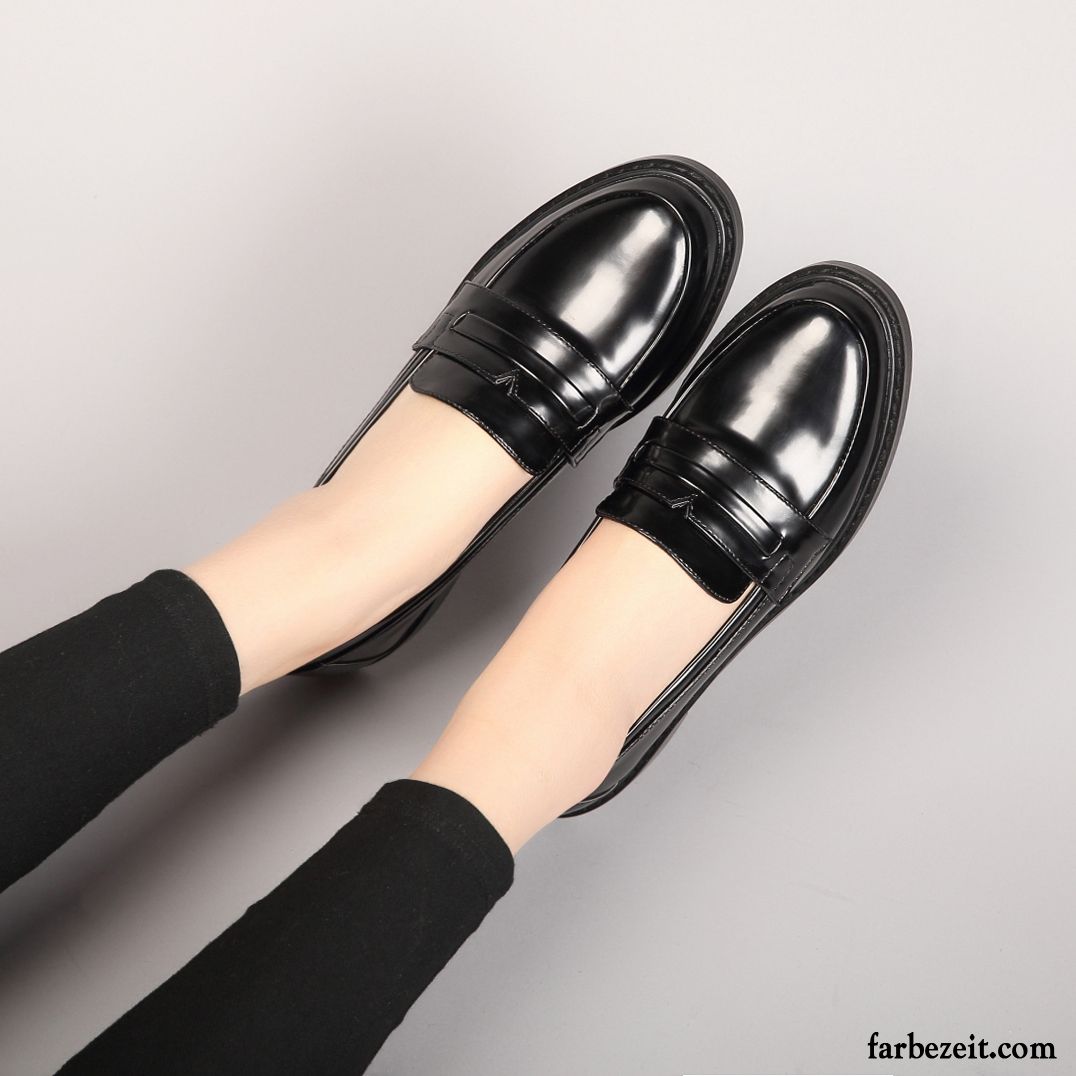 Schuhe Für Breite Füße Damen Schnürschuhe Flache Lederschuhe Halbschuhe England Hochschule Wind Schwarz Schüler Allgleiches Oxford Verkaufen