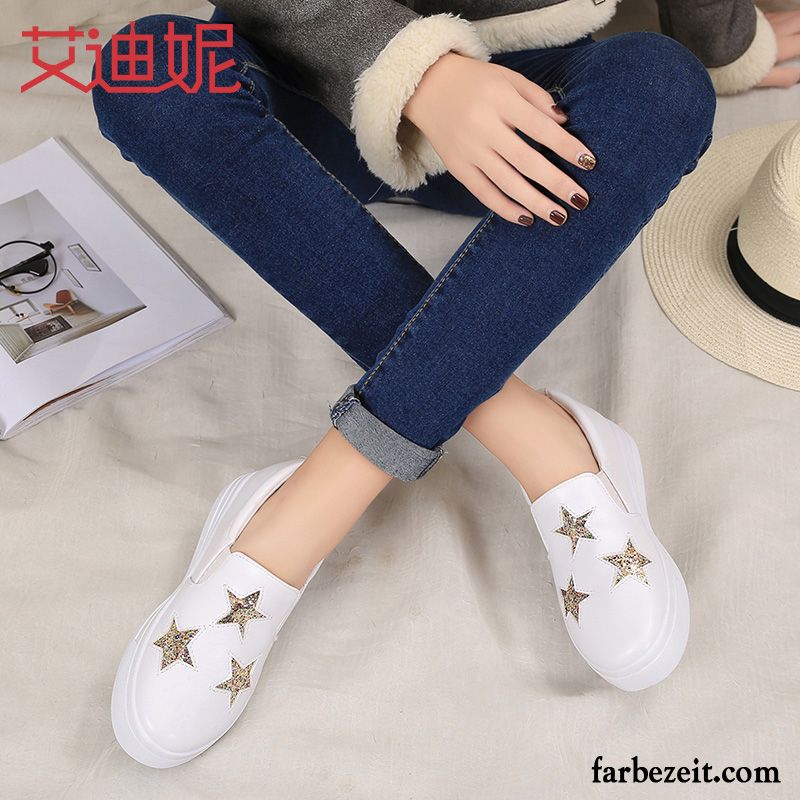 Schuhe Grün Damen Herbst Weiß Casual Trend Schuhe Schnürschuhe Flache Winter Slip-on Faul Halbschuhe Dicke Sohle Kaufen