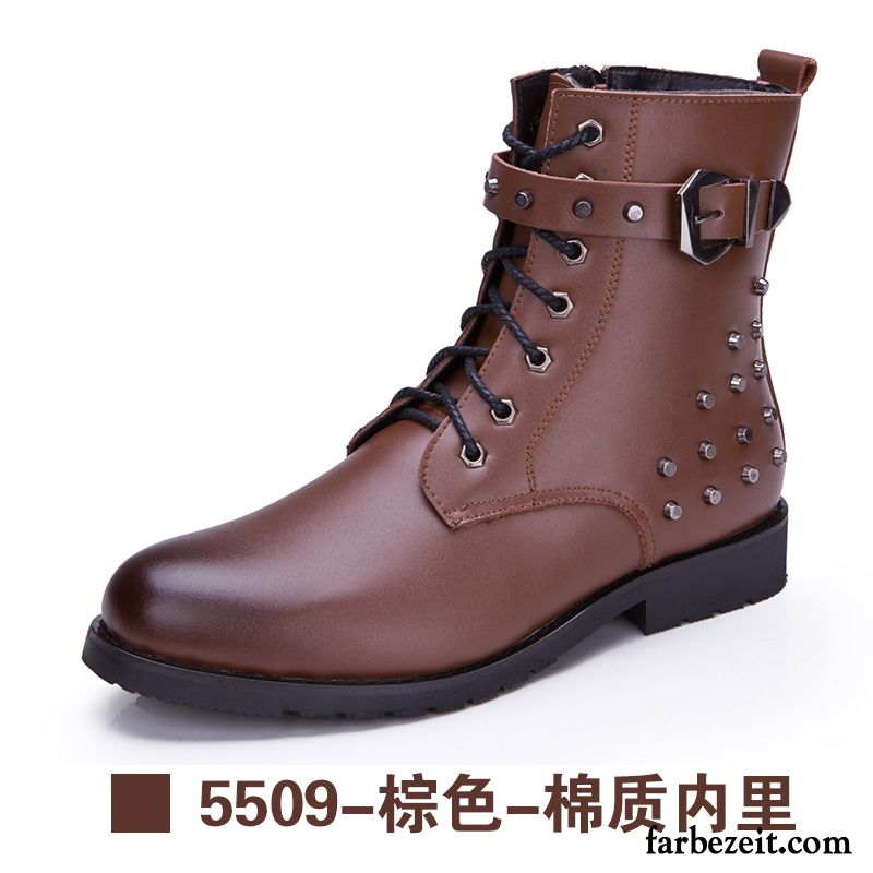 Schuhe Herren Winter Hohe Echtleder Martin Stiehlt Winter Trend Plus Samt Casual England