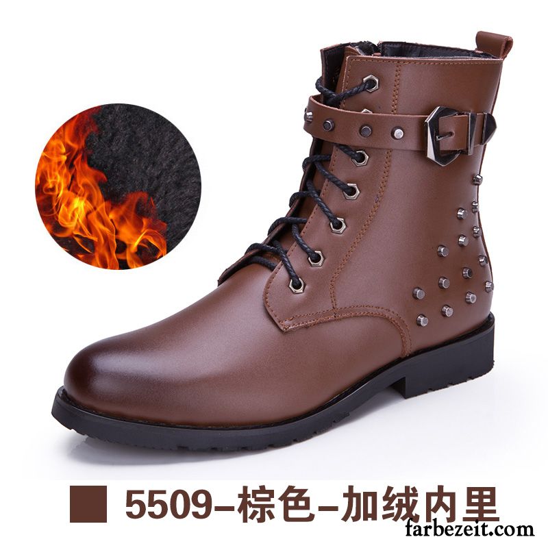 Schuhe Herren Winter Hohe Echtleder Martin Stiehlt Winter Trend Plus Samt Casual England