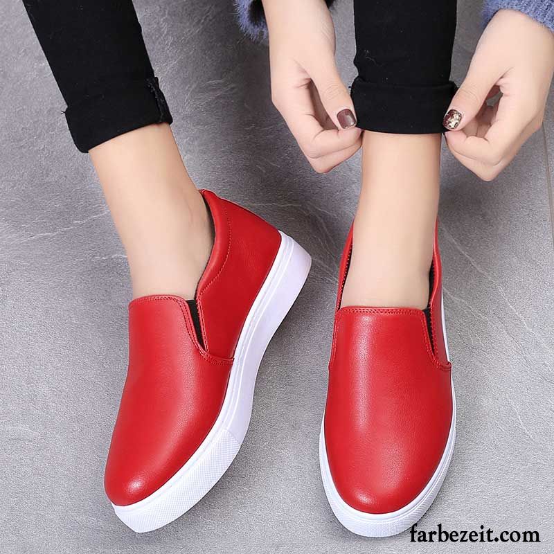 Schuhe Roter Sohle Allgleiches Casual Weiß Neue Dicke Sohle Schuhe Damen Schnürschuhe Halbschuhe Feder Flache Slip-on Faul