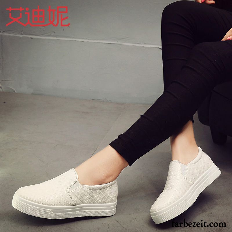 Schuhe Damen Schuhe Halbschuhe Casual Feder Dicke Sohle Faul Flache Slip-on Trend Weiß Herbst Schnürschuhe Kaufen