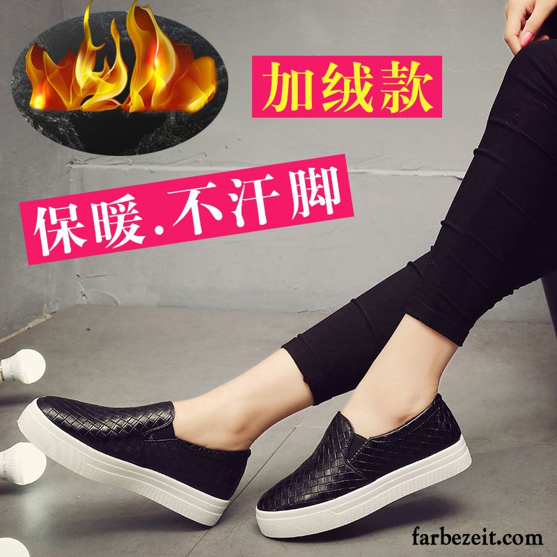 Schuhe Damen Schuhe Halbschuhe Casual Feder Dicke Sohle Faul Flache Slip-on Trend Weiß Herbst Schnürschuhe Kaufen