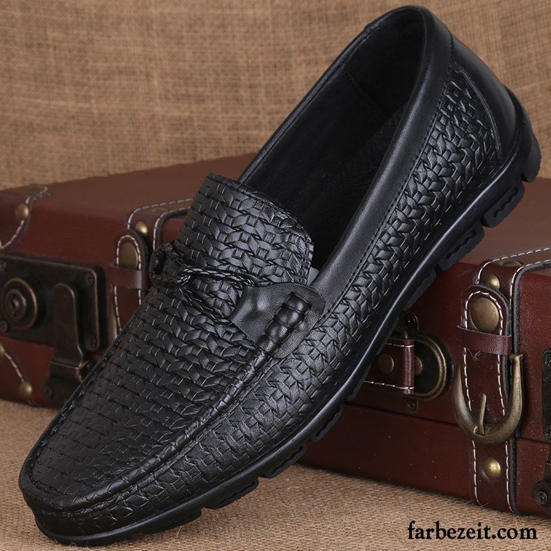 Schuhe Online Kaufen Günstig Allgleiches Lederschue Herren Faul Trend Schwarz Echtleder Sommer Casual Schuhe