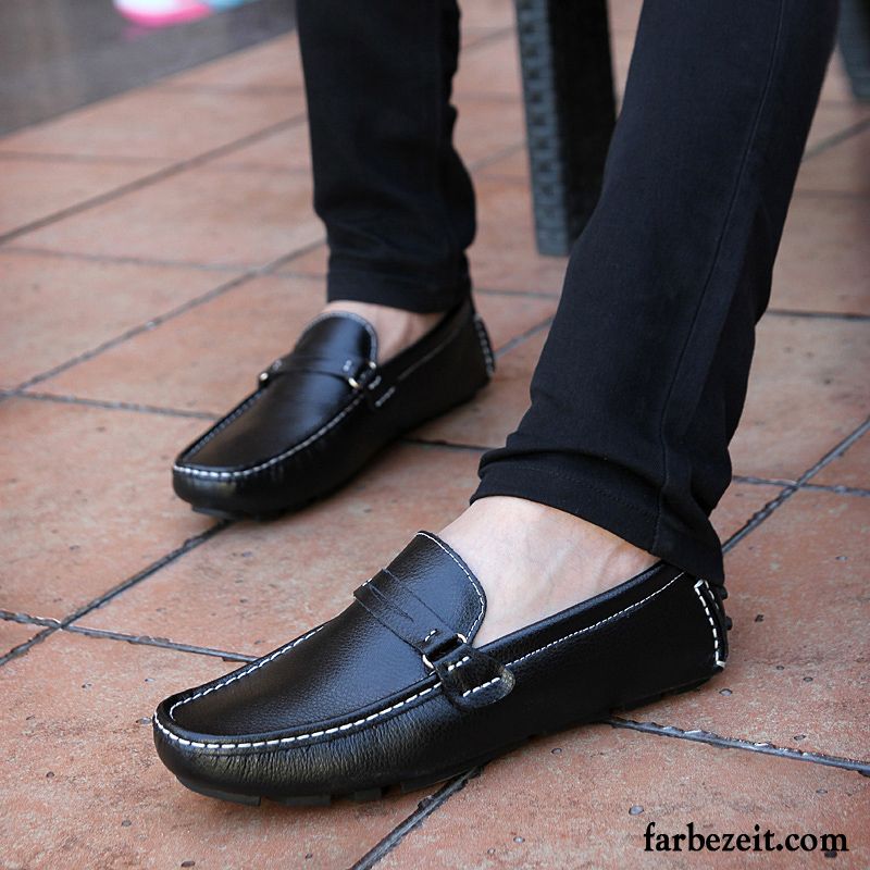 Schuhe Online Kaufen Günstig Fahrschuhe Echtleder Feder Faul Slip-on Trend Herren Casual Lederschue Schwarz Kaufen