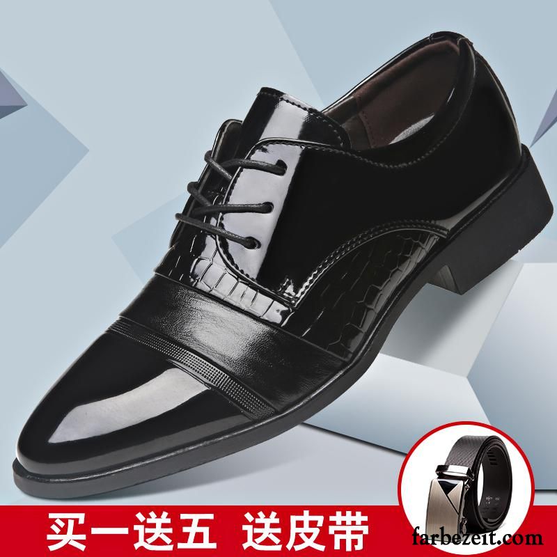 Schuhe Online Kaufen Günstig Herren Casual Feder Spitze Schuhe Schwarz Lederschue Neue Geschäft England Lackleder Trend Günstig