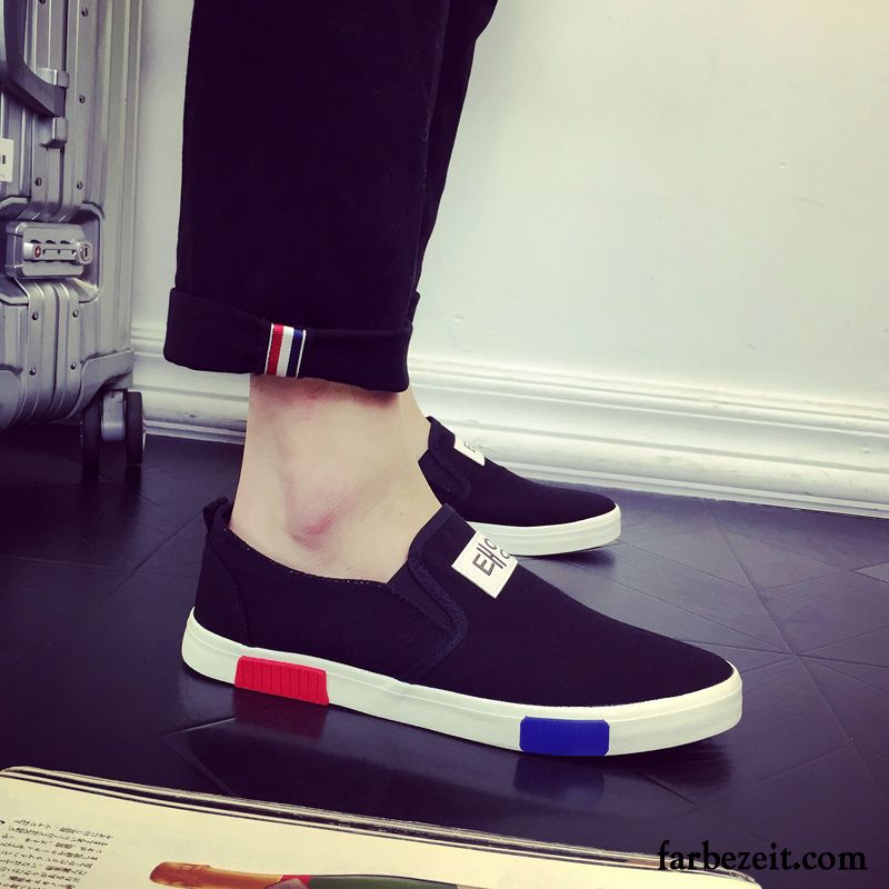 Schuhe Schwarz Herren Trend Faul Feder Sommer Espadrille Slip-on Niedrig Tuch Schuhe Skaterschuhe