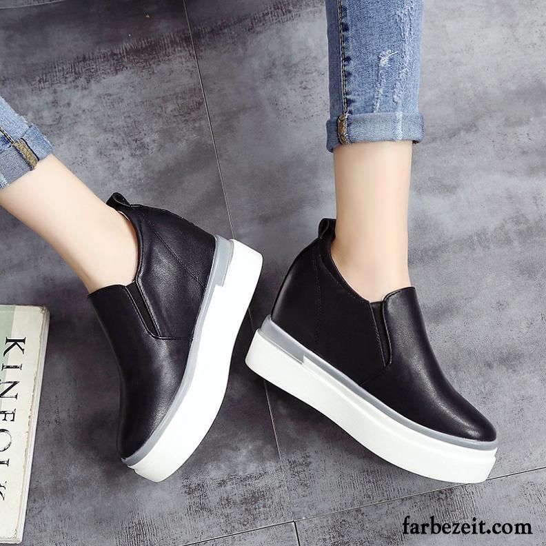 Schuhe Silber Damen Halbschuhe Neue Erhöht Feder Herbst Casual Hochhackigen Slip-on Schnürschuhe Sale