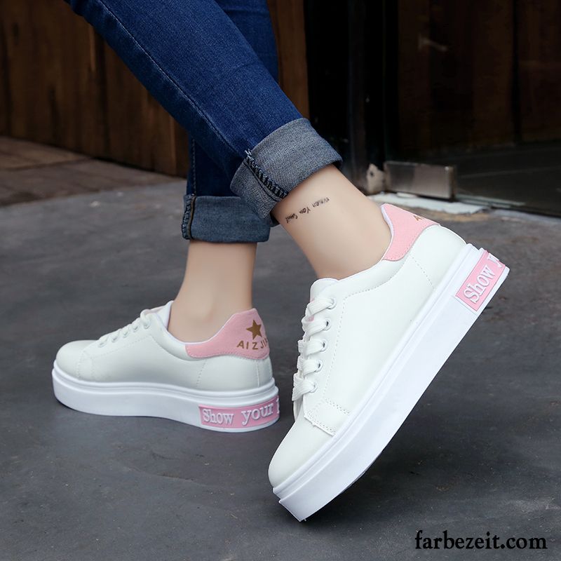 Schuhe Sneaker Damen Flache Schnürung Feder Skaterschuhe Weiß Trend Neue Laufschuhe Schüler Sportschuhe Allgleiches Verkaufen