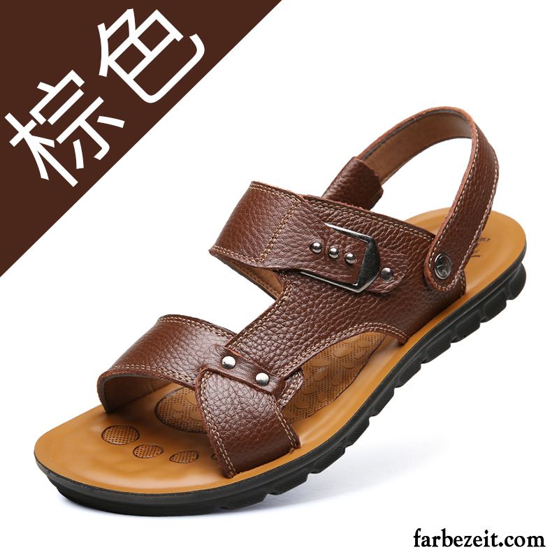 Schuhe Stiefeletten Herren Sandalen Casual Strand Pantolette Sommer Trend Große Größe Schuhe Echtleder