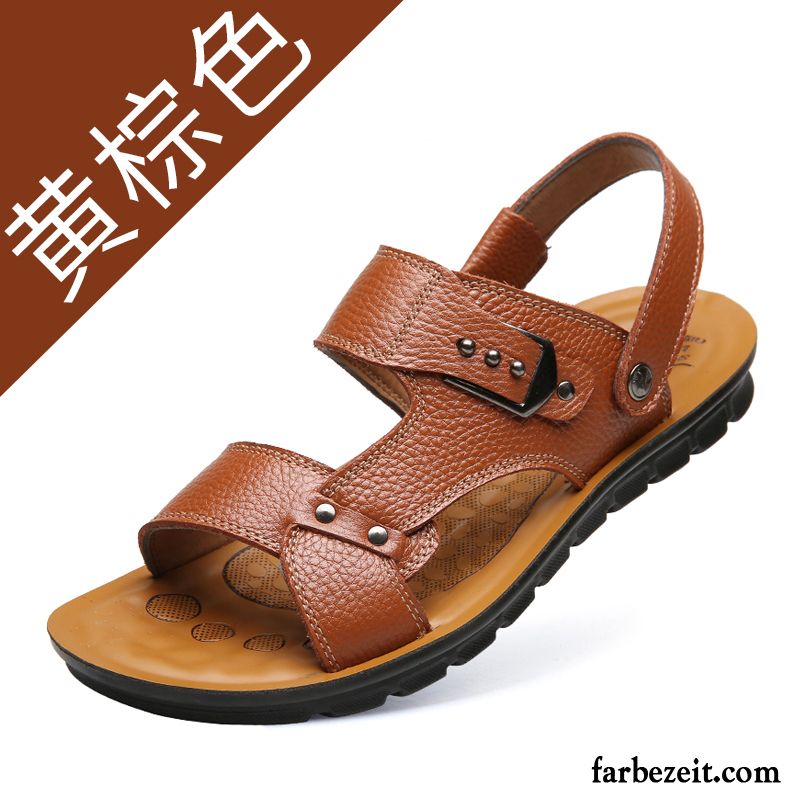 Schuhe Stiefeletten Herren Sandalen Casual Strand Pantolette Sommer Trend Große Größe Schuhe Echtleder