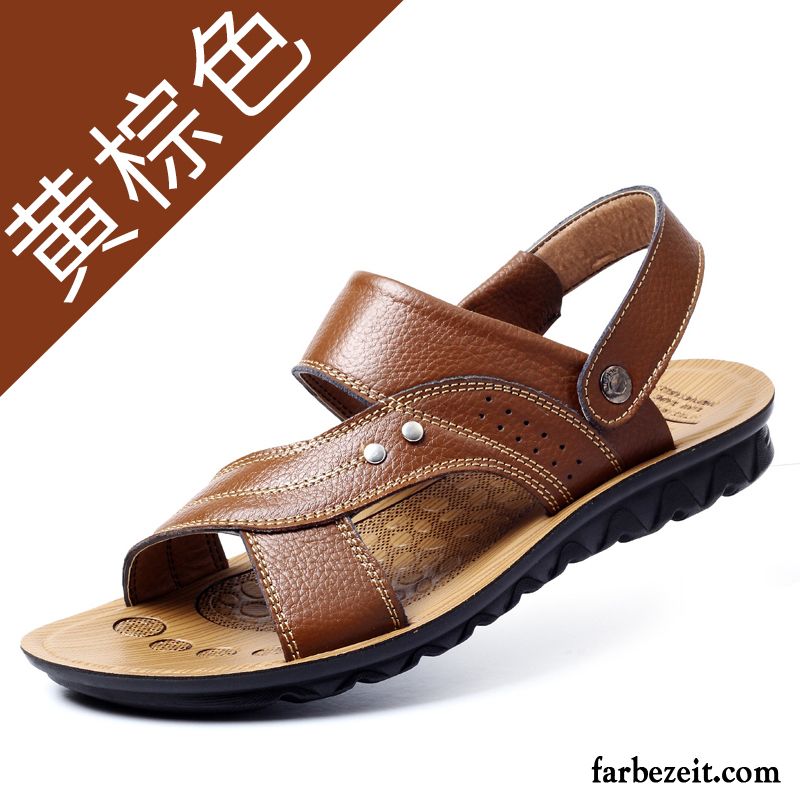 Schuhe Stiefeletten Herren Sandalen Casual Strand Pantolette Sommer Trend Große Größe Schuhe Echtleder