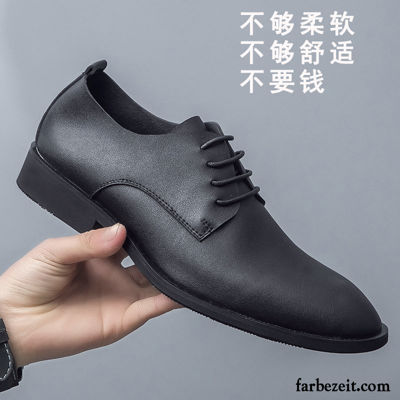 Schuhe Zum Anzug Sportlich Herbst Echtleder Geschäft Jugend Casual Herren Schwarz England Spitze Schuhe Lederschue Erhöht Kaufen