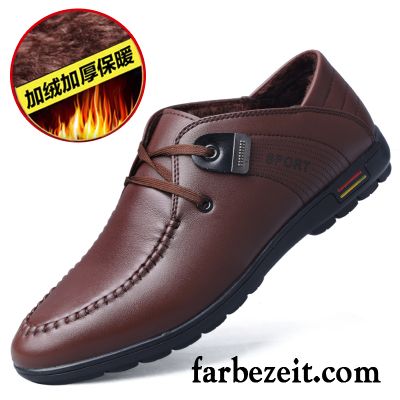 Schuhe Zum Anzug Sportlich Weiche Sohle Lederschue Plus Samt Jugend Herren Runde Zehe Casual Schuhe Schnürschuh Winter England Herbst Billig