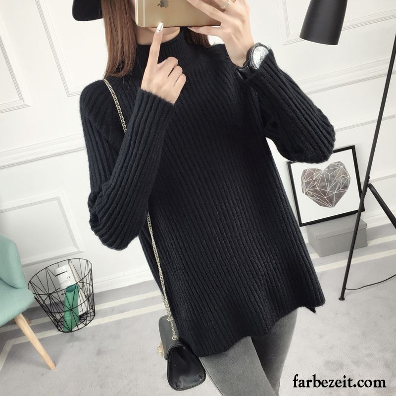 Schurwolle Pullover Damen Rollkragen Lose Schüler Verdickung Trend Strickwaren Langer Abschnitt Herbst Winter Neu Rabatt