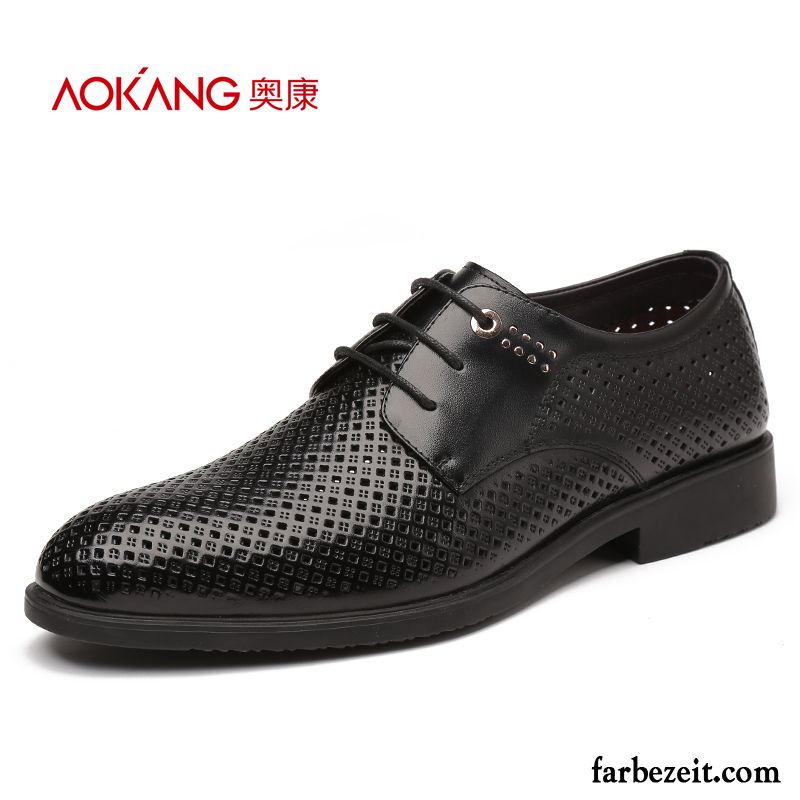 Schwarze Anzugschuhe Sommer Hohl Echtleder Herren Neue Produkte Schuhe Atmungsaktiv Lederschue Weiß Sandalen Geschäft Sale