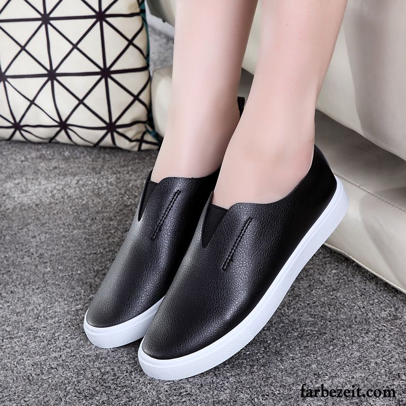 Schwarze Sneaker Damen Faul Schüler Schuhe Halbschuhe Weiß Flache Trend Casual Skaterschuhe Slip-on Günstig