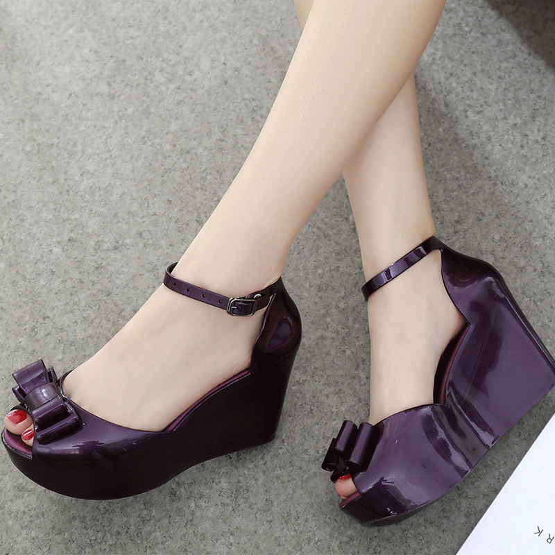 Schwarze Spangenpumps Sandalen Neue Produkte Keilschuhe Plateauschuh Sommer Damen Trend Peep-toe