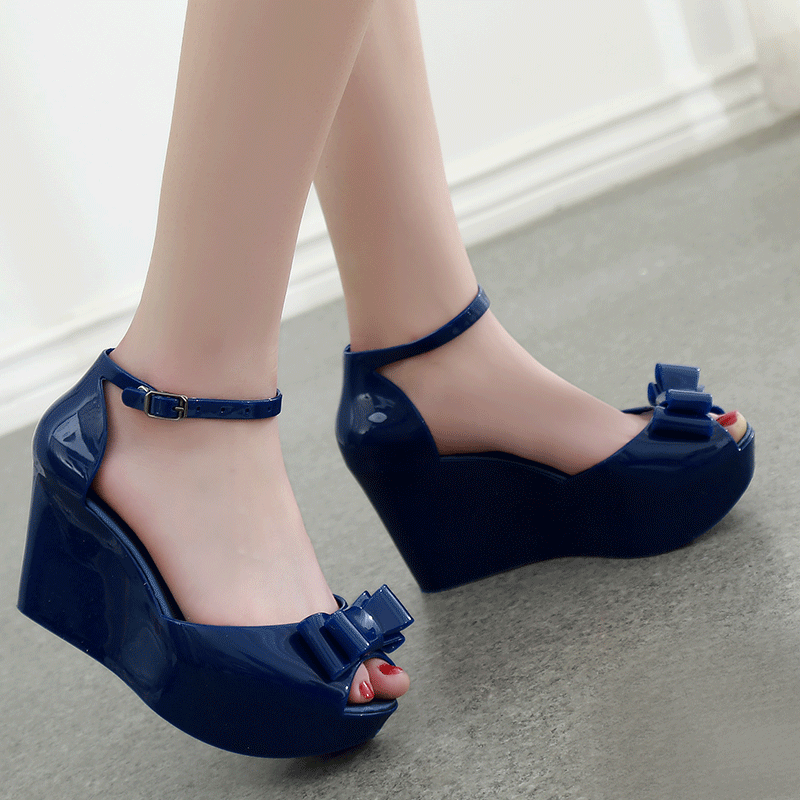 Schwarze Spangenpumps Sandalen Neue Produkte Keilschuhe Plateauschuh Sommer Damen Trend Peep-toe