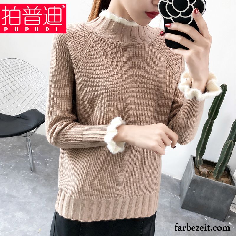 Schwarzer Pullover Mantel Lose Neu Herbst Pullover Gelb Strickwaren Unteres Hemd Damen Lange Ärmel Verkaufen