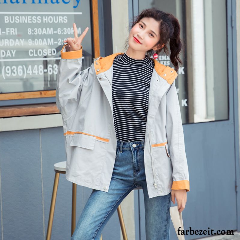 Schöne Sommerjacken Feder Schüler Überzieher Kurzer Absatz Allgleiches Lose Herbst Damen Jacke Mit Kapuze Frisch Günstig