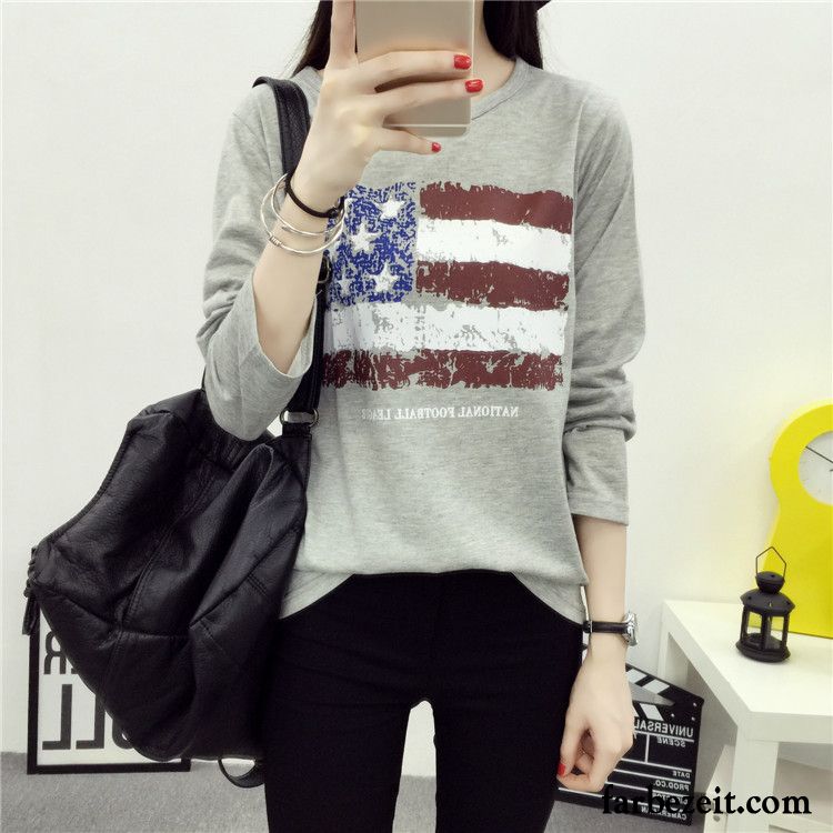 Schöne T Shirts Damen Lose T-shirts Rundausschnitt Große Größe Mode Herbst Hoodies Lange Ärmel Günstig